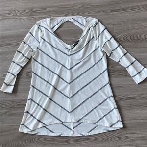 White striped embellished WHBM top